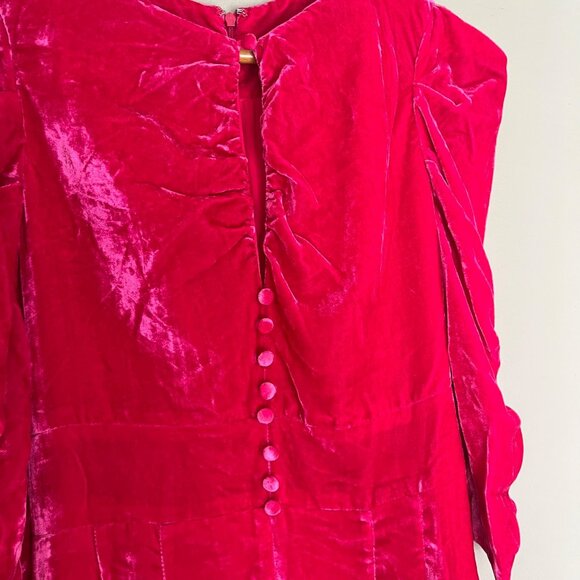 Rachel Antonoff Formal Dress Womens Size 0 Hot Pink Velvet Elegant Romantic Ball - Picture 8 of 13
